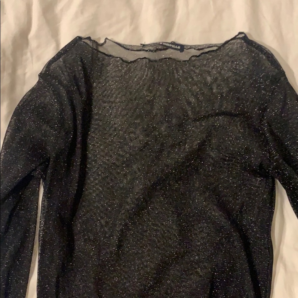 Black sheer sparkle top
